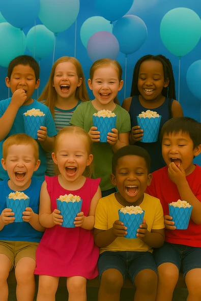 Mısır Kutusu Pop Corn Kutusu Dalgalı Mavi Desenli / 8 Parça ürün görseli 1
