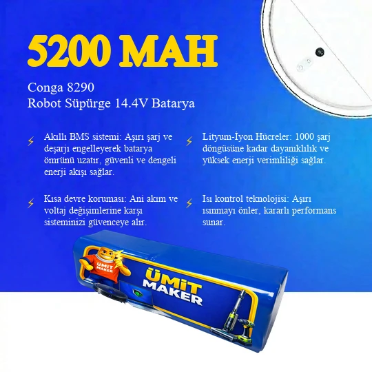 Conga 8290 Robot Süpürge 5200 mAh Batarya - Resim 3