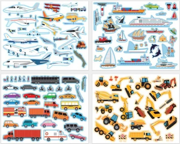 Lino Tekrar Kullanılabilen Sticker Pad Taşıtlar - Resim 5