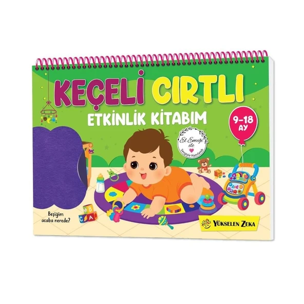 Yükselen Zeka Keçeli Cırtcırtlı Etkinlik Kitabı 9-18 Ay Bebek Duyusal Aktivite Kitabı ürün görseli 1