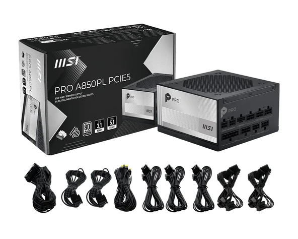 MSI PRO A850PL PCIE5 850W 80+ PLATINUM PSU - Resim 5