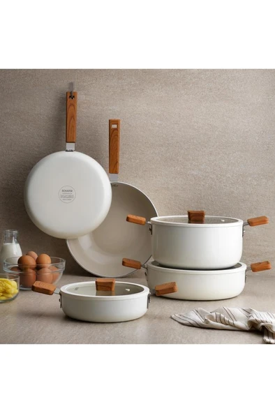 Ceramoni Seramik Wok Tava 28 Cm-Krem ürün görseli 1