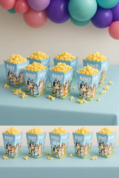 Mısır kutusu Pop corn 8 li BLUEY Temalı ürün görseli 1