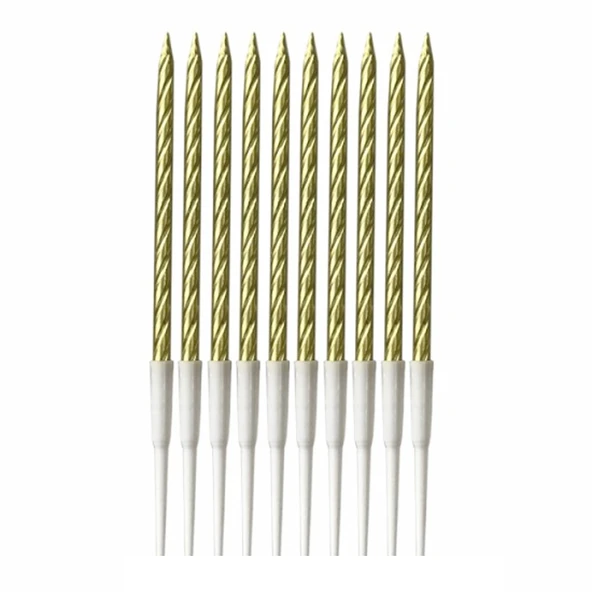 Mum 14 CM 10lu burgulu metalik simli ALTIN GOLD ürün görseli 1