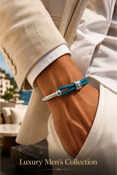 Luxury Men's Collection Çelik & Deri Bileklik ürün görseli 1