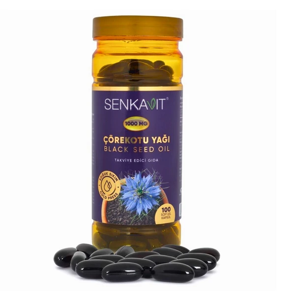 Senkavit Bitkisel Çörekotu Yağı Softjel 1000 mg 100 Kapsül ürün görseli 1