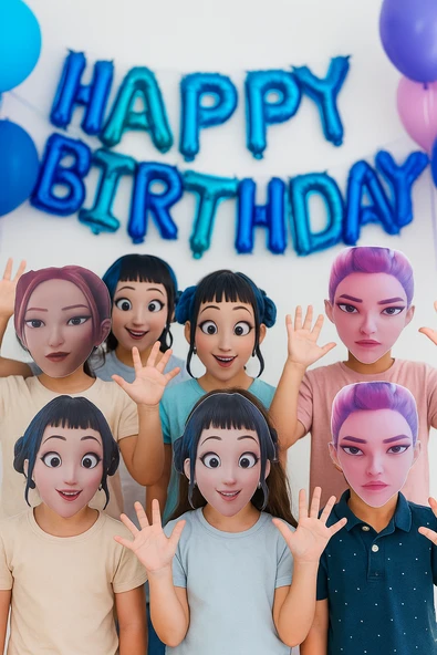 Lisanslı K-pop Huntrix Demon Hunters 6'lı Karton Maske Seti Parti Kostüm Aksesuarı ürün görseli 1