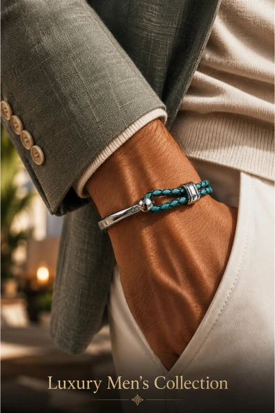 Luxury Men's Collection Çelik & Deri Bileklik ürün görseli 1