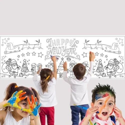 Yılbaşı temalı boyama posteri afiş yaz sil 50-150c ürün görseli 1