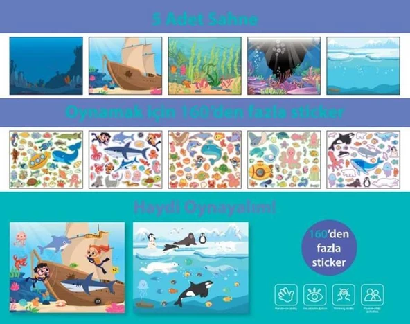 Lino Tekrar Kullanılabilen Sticker Pad Okyanus - Resim 2