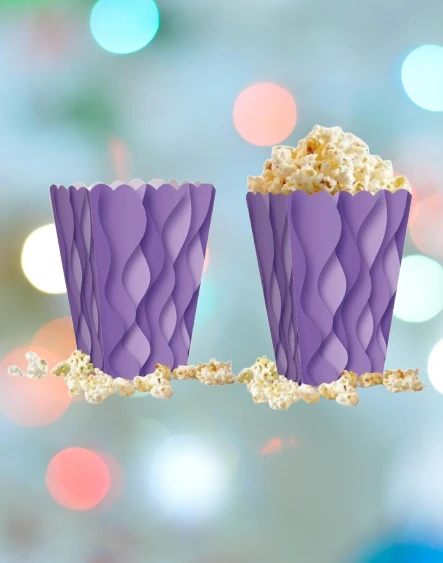 Mısır Kutusu Pop Corn Kutusu Dalgalı Mor Desenli / 8 Parça - Resim 2