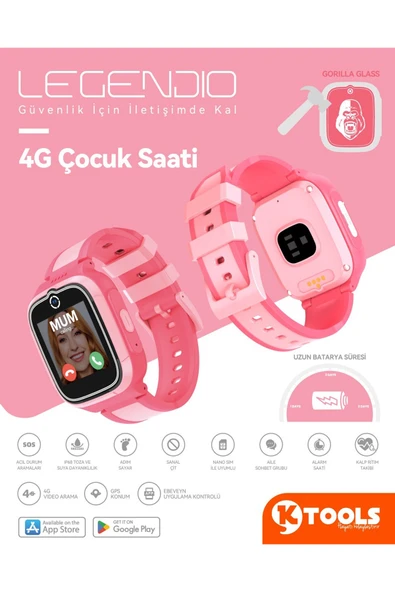 2 ADET Ktools Legendio Pembe Akıllı Çocuk Saati ürün görseli 1