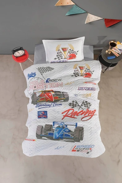 Clasy Ranforce %100 Pamuk Tek Kişilik Dört Mevsim Set Speed Time V1 Gri ürün görseli 1