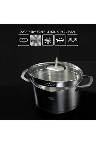4 ADET Leggno Unique Süzgeçli Çelik Tencere Seti 8 Parça - Resim 2