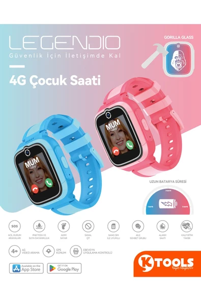 4 ADET Ktools Legendio Mavi Akıllı Çocuk Saati - Resim 2