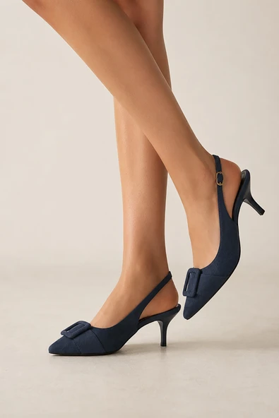 Bluefeet Shs Kadın Lacivert Süet Topuklu Ayakkabı 7 Cm ürün görseli 1