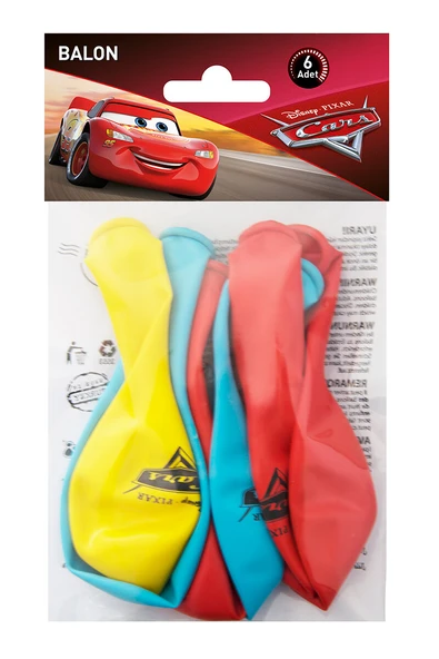 4 ADET   The Cars Poşet İçi 6'Lı Balon (4 Renk Baskılı) ürün görseli 1