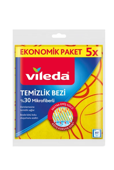 3 ADET Vileda %30 Mikrofiber Düz 5'li Temizlik Bezi ürün görseli 1