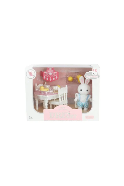 3 ADET Bay Dreamy Mini Tavşan Aksesuarlı Yemek Masası Seti ürün görseli 1