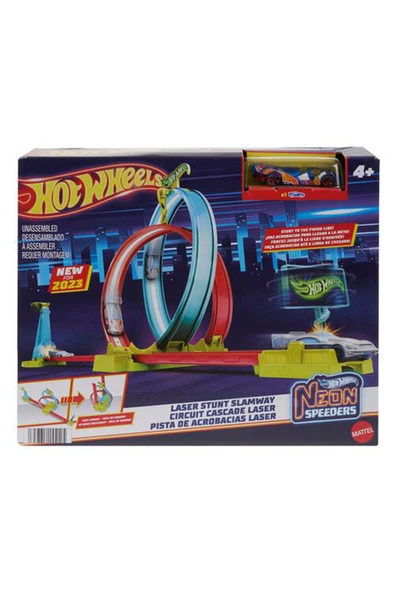 4 ADET Hot Wheels Neon YarışOyuncak Hot Wheels Neon Yarışlar Çifte Çemberde Yarış Seti ürün görseli 1