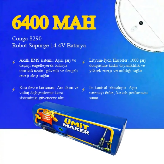 Conga 8290 Robot Süpürge 6400 mAh Batarya - Resim 3