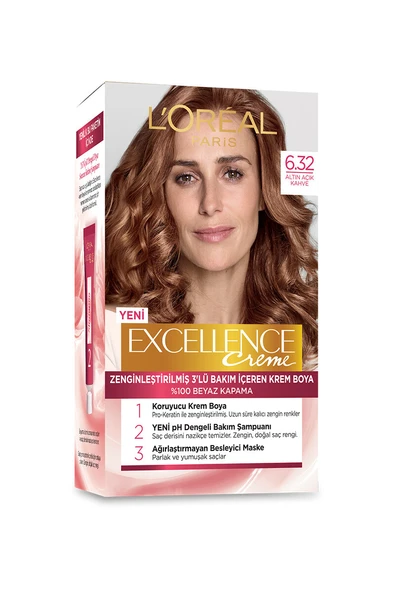 4 ADET   Excellence Saç Boyası 6.32 Altın Açık Kahve ürün görseli 1
