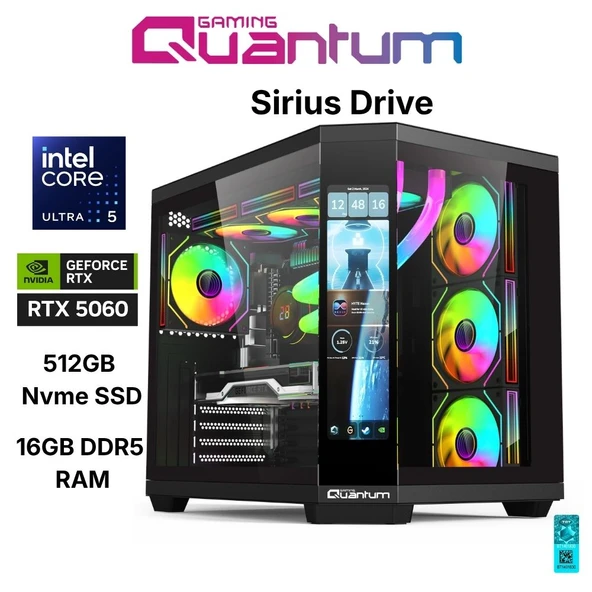 Quantum Gaming Sirius Drive Ultra 5 245KF 16GB DDR5 512GB NVMe RTX5060 8GB Masaüstü Oyuncu Bilgisayarı ürün görseli 1