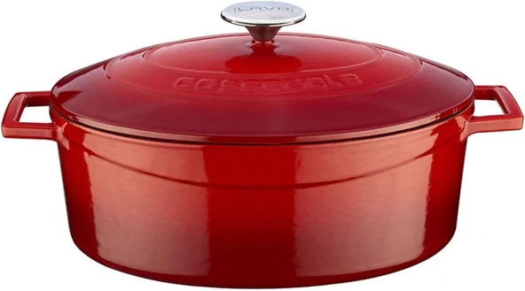 Lava Metal Oval Döküm Tencere, 29 cm, 4.67 Litre Hacim, Kırmızı ürün görseli 1
