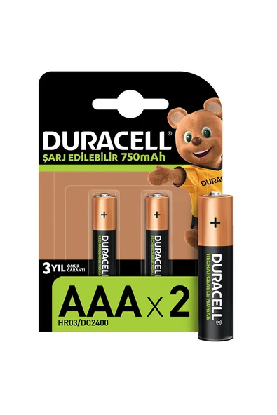 Duracell Şarj Edilebilir 750mAh 2'li İnce Pil ürün görseli 1