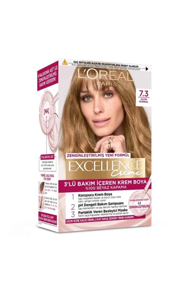 4 ADET   L Oréal Paris Excellence Creme Saç Boyası - 7.3 Altın Kumral ürün görseli 1