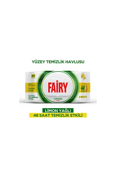 4 ADET   Fairy Yüzey Temizleme Havlusu Limon Yağlı 100'lü ürün görseli 1