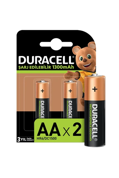 Duracell Şarj Edilebilir 1300mAh 2'li Kalem Pil ürün görseli 1
