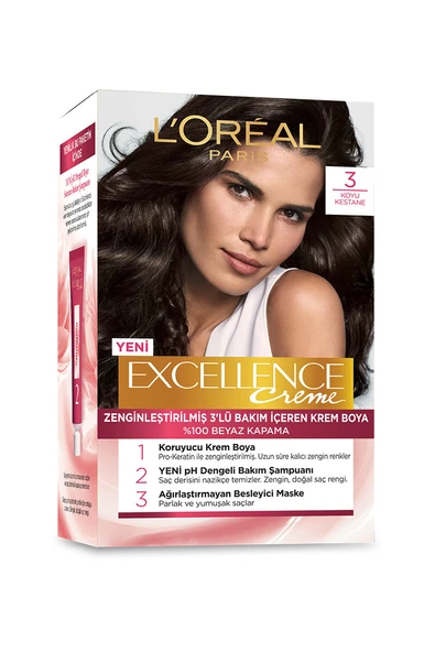 4 ADET   Excellence Saç Boyası 3 Koyu Kestane ürün görseli 1
