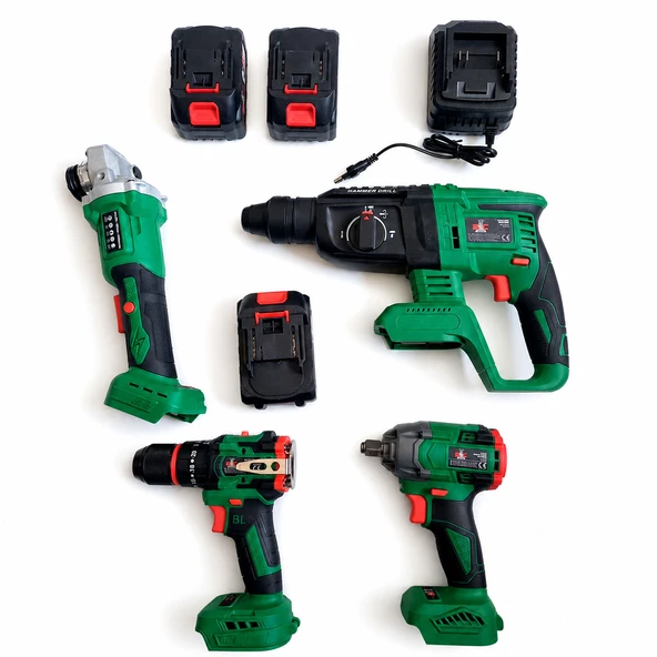 Akülü Profesyonel 4'lü Takım Seti Vidalama Hilti Darbeli Matkap Taşlama Somun Sıkma Makinesi Seti ürün görseli 1
