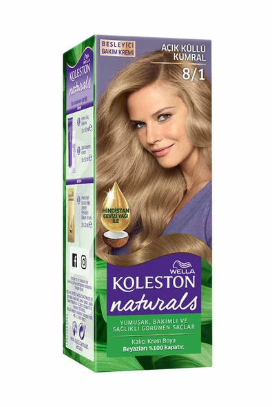 4 ADET   Koleston Naturals Saç Boyası Maxi Açık Küllü Kumral 8/1 ürün görseli 1