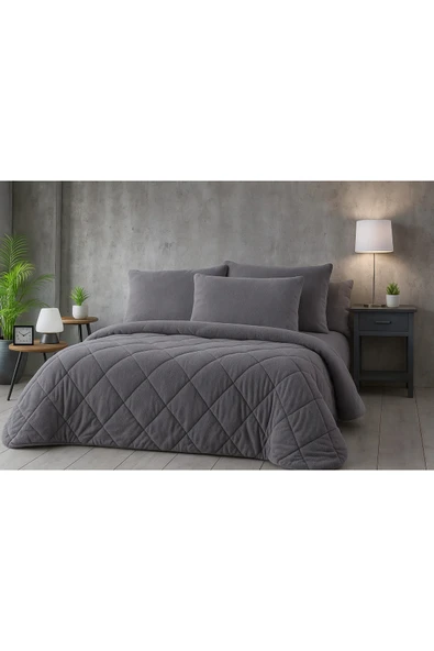 cs ilkim Vie En Cotton Tek Kişilik Lüx Gri Welsoft Yorgan Çift Taraflı 155x215 ürün görseli 1