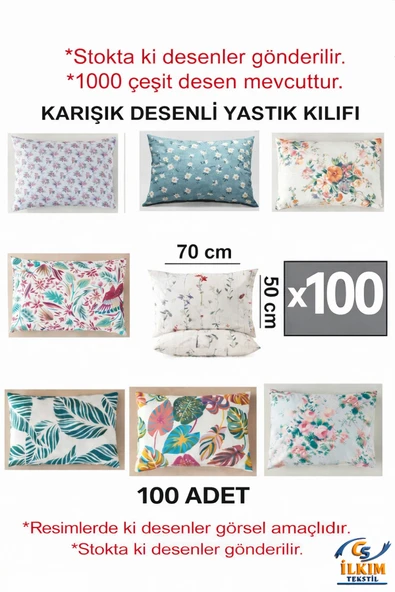 cs ilkim Yastık Kılıfı Karışık Desenli Gündelik Kullanımlık Düğünlük Dağıtmalık Okuluk (50*70 cm) ürün görseli 1