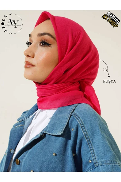 its AY shop Tesettür Kadın Bambu Kraş Fuşya Eşarp ürün görseli 1