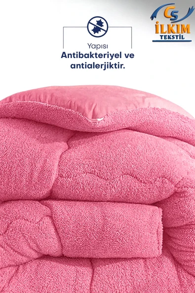 cs ilkim "HEDİYELİ" ÇİFT KİŞİLİK ÇİFT TARAFLI 195x215 LÜX PEMBE WELSOFT YORGAN "HEDİYELİ" ürün görseli 1