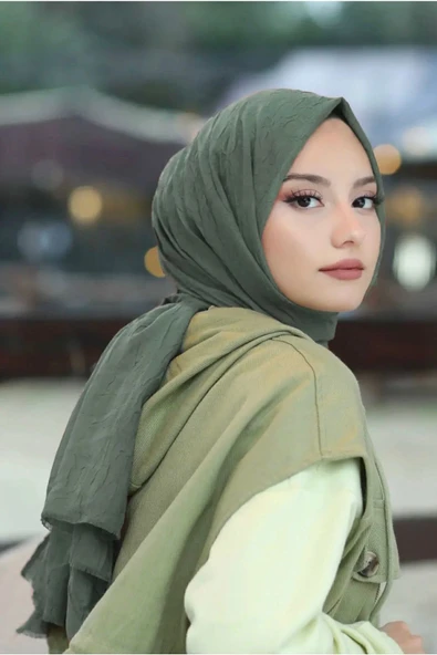 Mides scarf Bambu Kraş Şal Modeli-haki ürün görseli 1