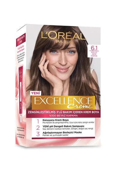 Excellence Saç Boyası 6.1 Koyu Kumral Küllü ürün görseli 1