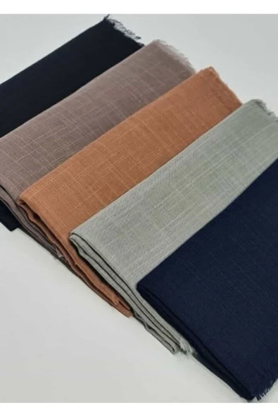 Organic Scarfs Tesettür 5'li Flamlı Pamuklu Yazma Eşarp 100x100cm (Karışık Renk) ürün görseli 1