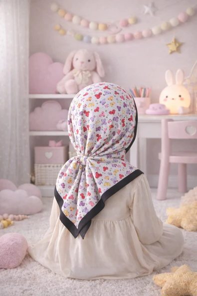 cs ilkim KIDS Dijital Baskılı Çocuk Tesettür Eşarp Pamuklu (83x83 cm) ürün görseli 1