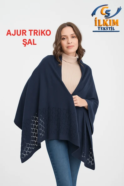 cs ilkim Ajur Triko Şal, Şık Rahat Omuz Şalı, Triko Omuz Şalı, 75x175 ürün görseli 1