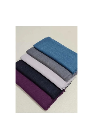 Organic Scarfs 5'li Flamlı Pamuklu Yazma Eşarp 100x100cm (Karışık Renk) ürün görseli 1