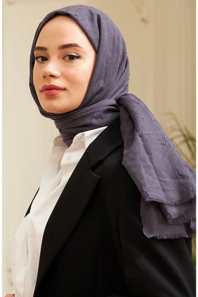 Mides scarf Bambu Kraş Şal Modeli-koyu Gri - Resim 2