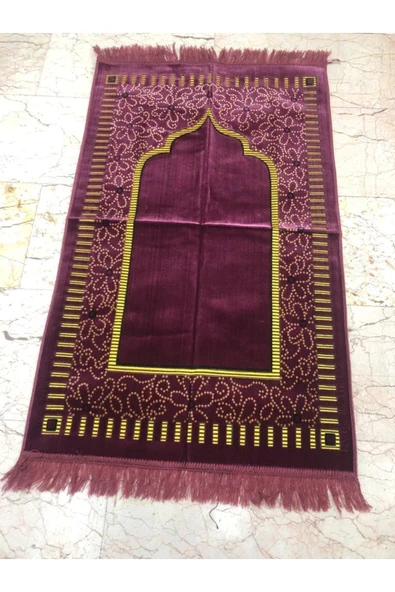 Dokumacı Dodya Kadife Namaz Seccadesi Lüx Gül Kurusu ORJİNAL BİRE BİR AYNI ÜRÜN ürün görseli 1