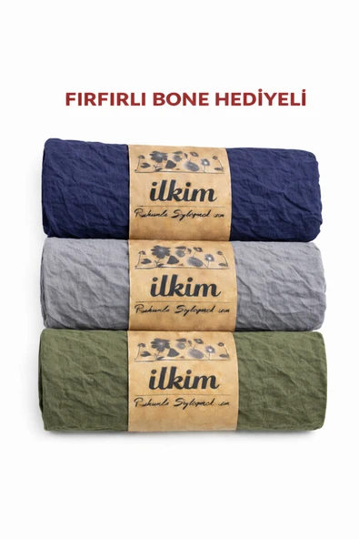 cs ilkim FIRFIRLI BONE HEDİYELİ 3LÜ KRAŞ ŞAL lacivert-haki-gri ürün görseli 1
