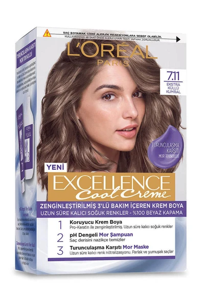 Excellence Saç Boyası Cool Creme 7.11 Ekstra Küllü Kumral ürün görseli 1