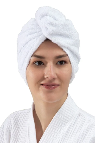 Elmira Textile Elmira Pamuklu Kadın Erkek Havlu Saç Kurutma Bonesi 2 Li Paket ürün görseli 1